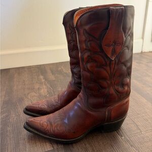 wrangler brown leather mens cowboy boots